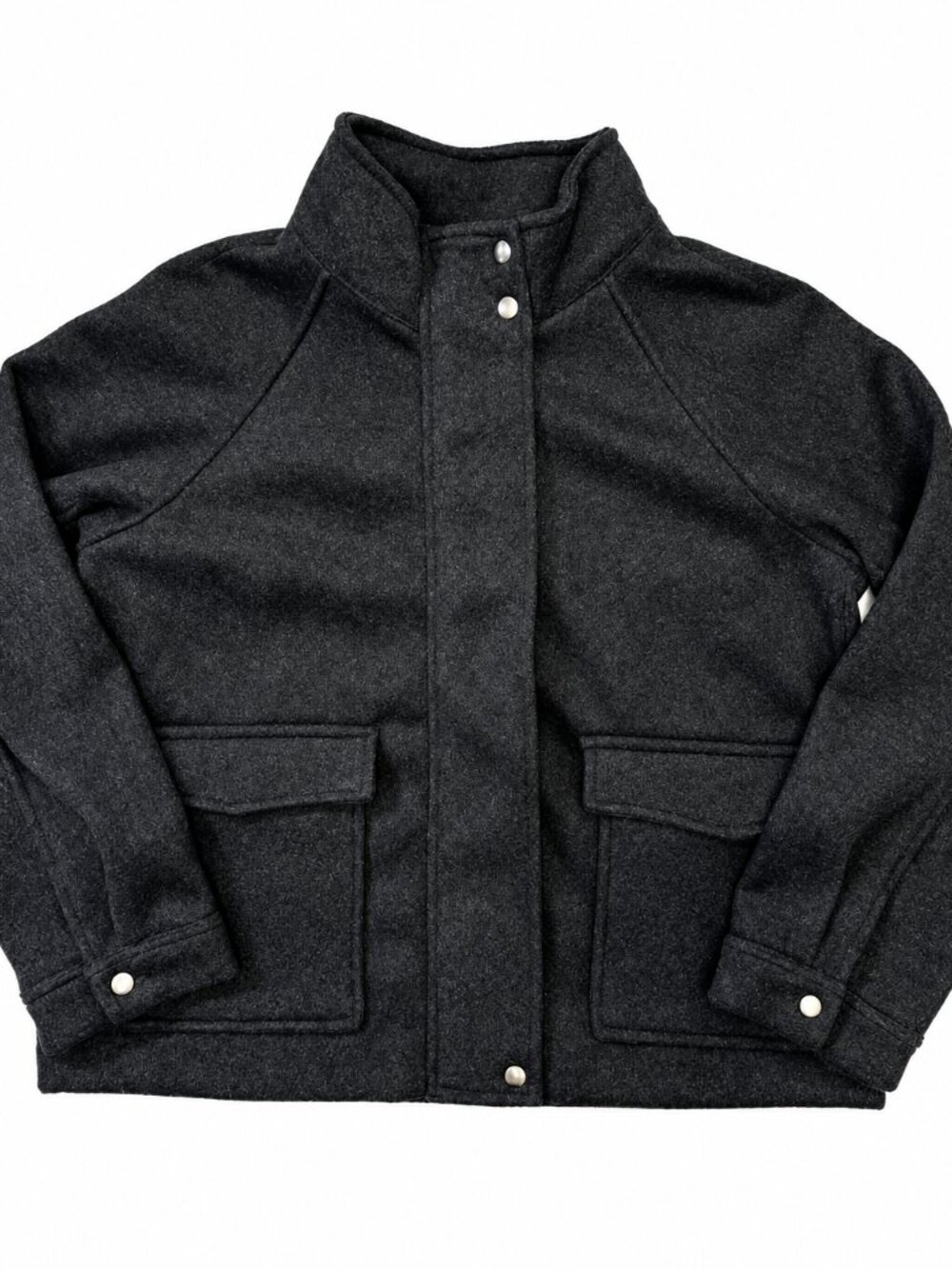Banana Republic Brushed Short Jacket M Charcoal Scandi Minimalist NWT